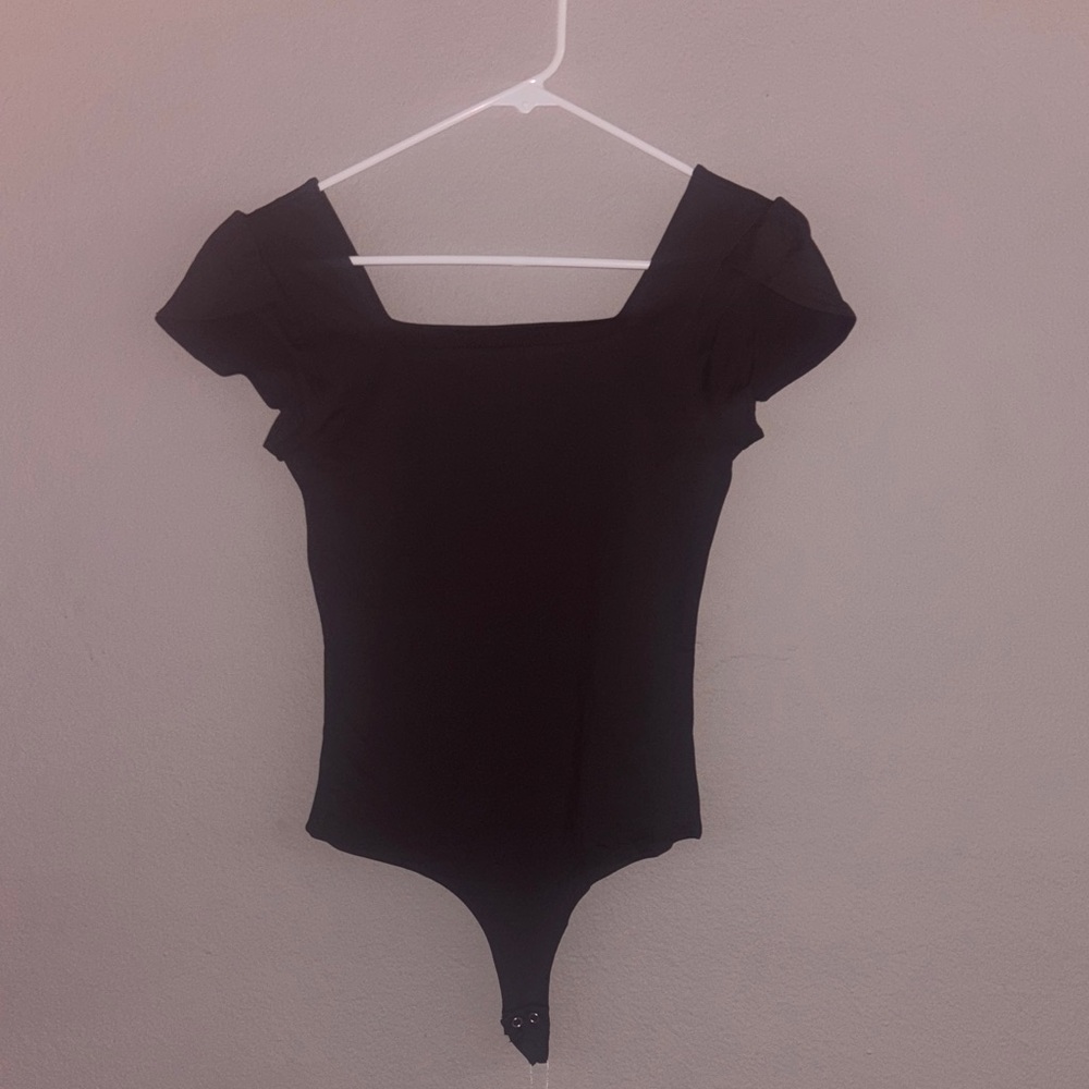 Black Square Neck Bodysuit
